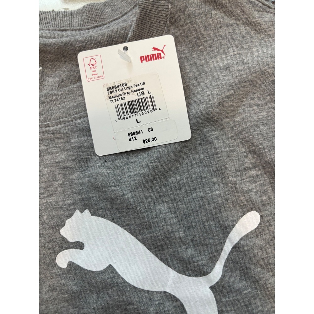 686 Puma ESS 2 Col Logo Tee Mens Large Gray Heather T-Shirt 586641 03 NEW - Picture 2 of 3